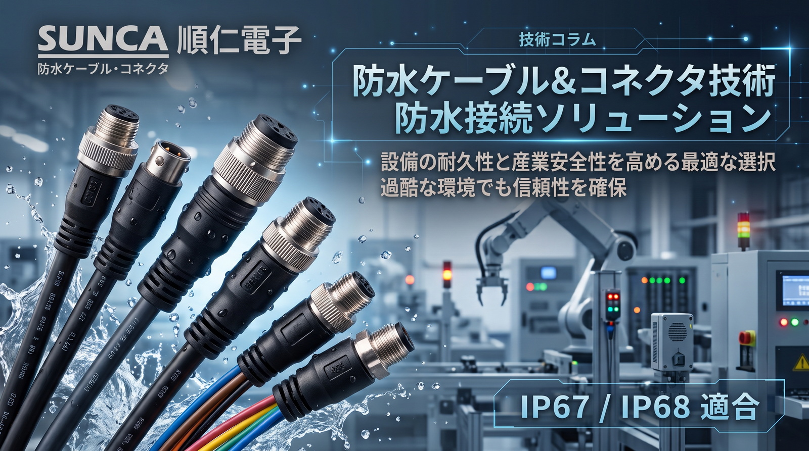 【技術コラム】防水ケーブル＆コネクタ技術：設備の耐久性と産業安全性を高める最適な選択