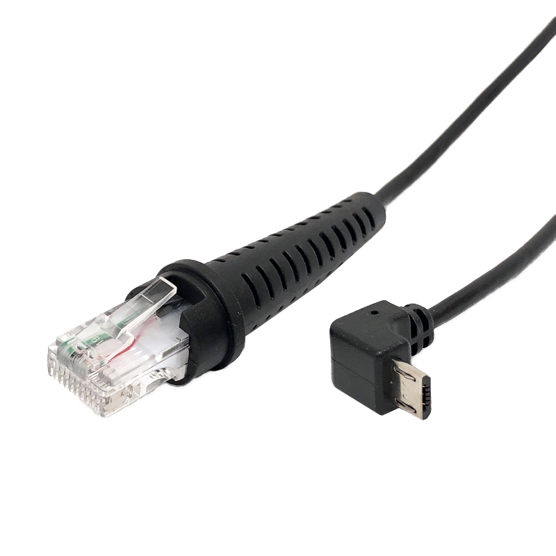 RJ50 10P10C ケーブル(オス – 90度Micro USB A オス)