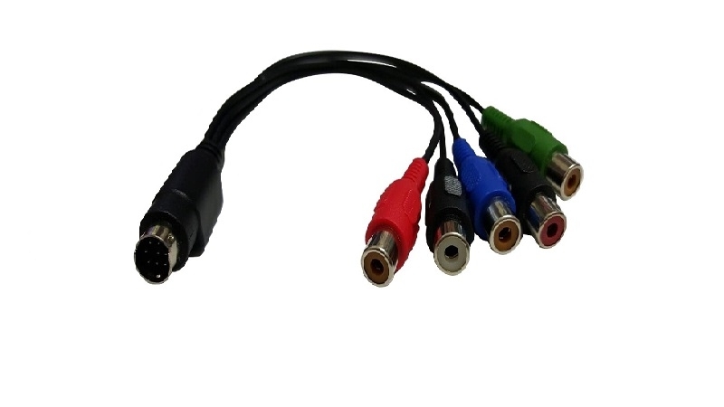 Mini DIN 8 ピンオス – 5xRCA ケーブル