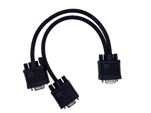 VGA HDB 15 ピン オス – 2 x HDB 15 ピンメス ケーブル