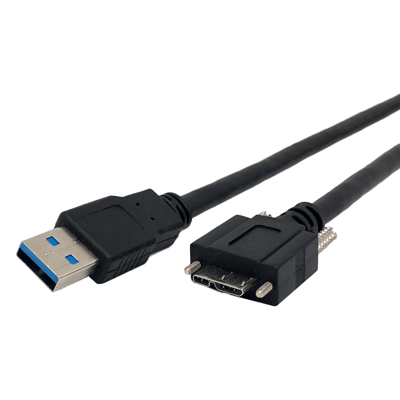 USB 3.0 ケーブル A オス – Micro USB B デュアルスクリューロック