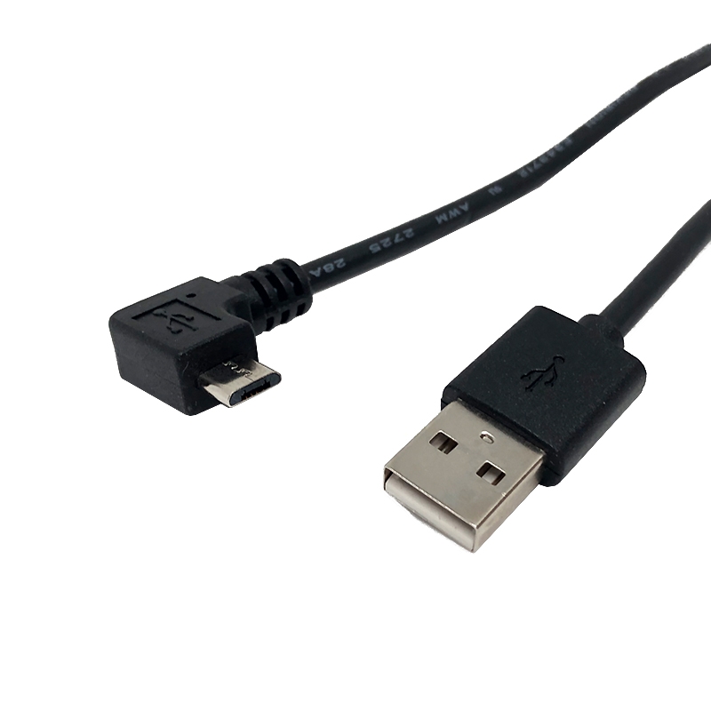 USB ケーブル A オス – Micro USB B 90度オス