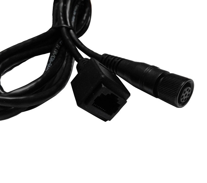 M12丸型防水コネクタケーブル (8 ピンメス – RJ45 メス)