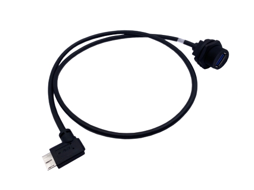 防水コネクタケーブル (USB 3.0 A メス – Micro USB 3.0 B 90度オス)