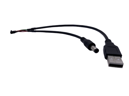ワイヤーハーネス (DC5521 プラグ – Dupont 2.0 2×5 ピン – USB A オス)